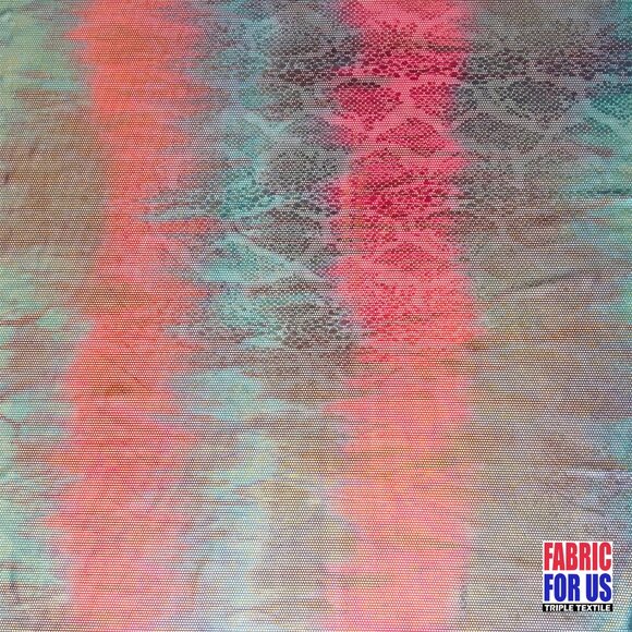 Snake Skin Digital Stretch Holographic Stretch Fabric in Pink & Burgundy 58/60" - Picture 2 of 5